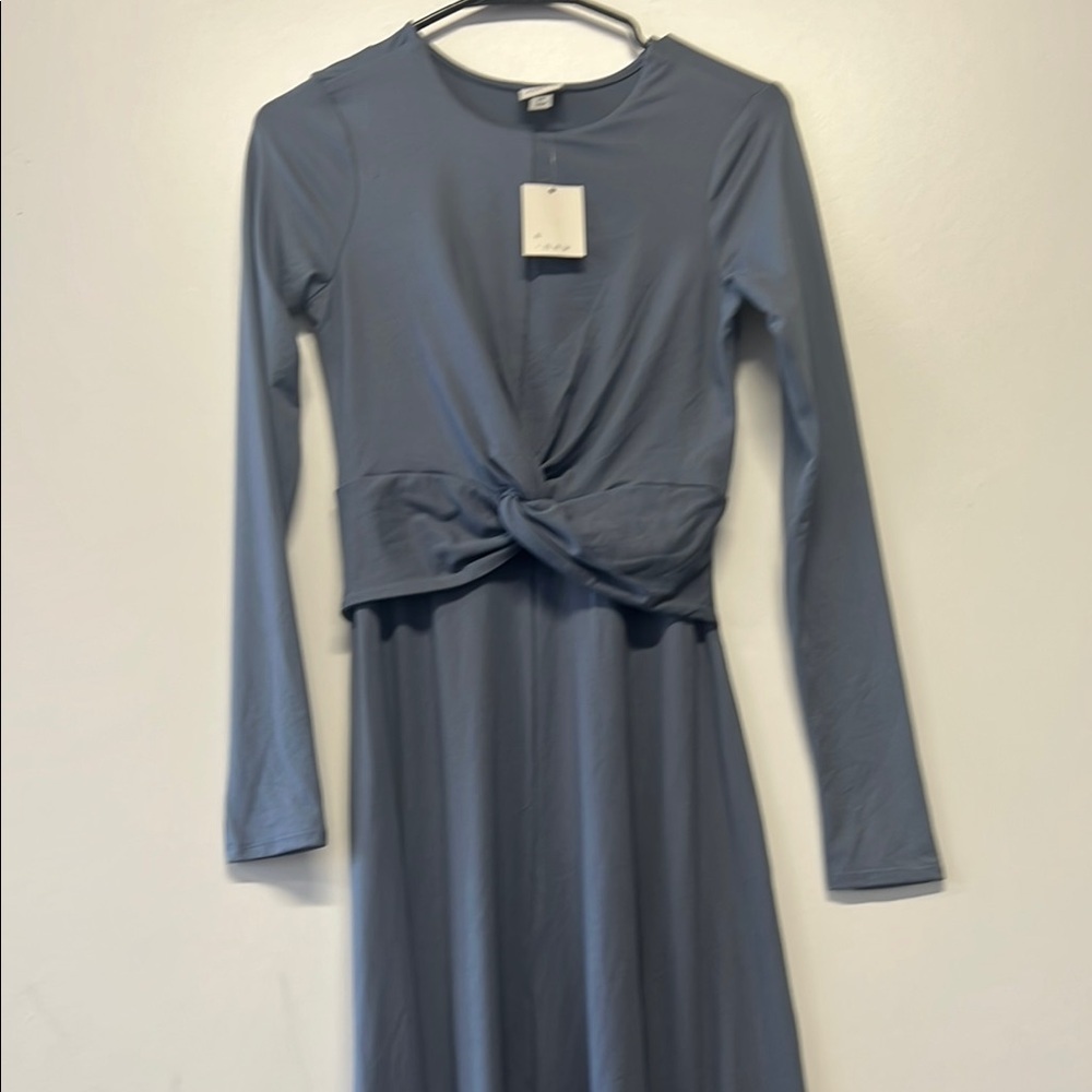 NWT Women's Long Sleeve Twist-Front Midi Dress A New Day Blue Multiple Sizes XS​ - Picture 5 of 6
